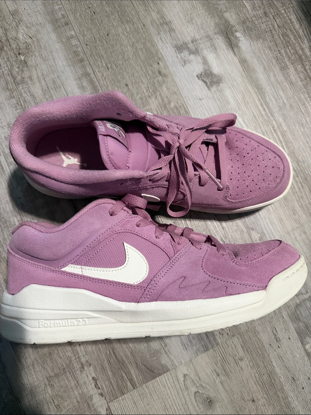 Nike air Jordan Women's Lavender Suede Low-Top Sneakers with White Swoosh